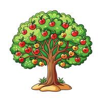 An apple tree with many apples on it vector