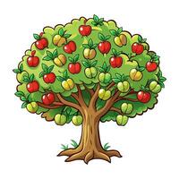 An apple tree with many apples on it vector