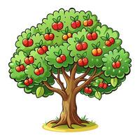 An apple tree with red apples on it vector
