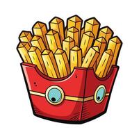 French fries in a red box with eyes vector