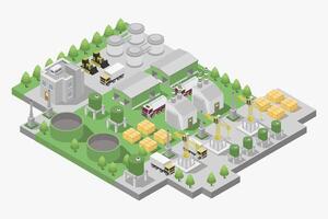 An isometric illustration of a factory vector