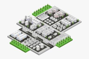 Isometric city with trees and buildings vector