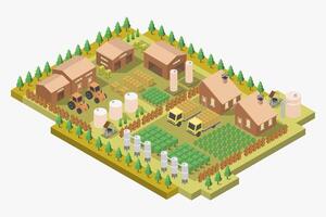 An isometric illustration of a farm vector