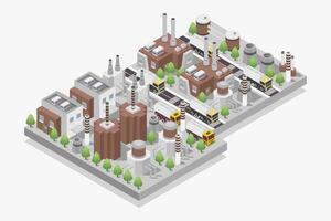 An illustration of a factory with a lot of buildings vector