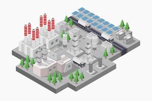 An isometric illustration of a factory vector