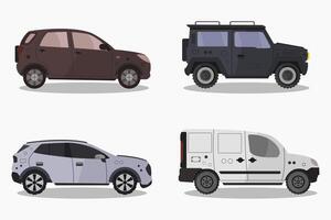 Four different types of cars on a white background vector