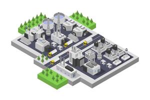 An illustration of a factory with a large building vector