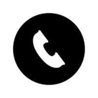 Phone icon in black circle on white background vector