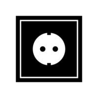 A black and white icon of a socket vector