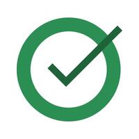 A green check mark in a circle on a white background vector