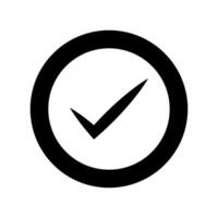 A check mark in a circle on a white background vector