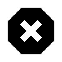 An x symbol in a black hexagon vector