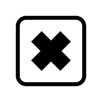 An x mark in a square with a white background vector