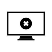 A computer monitor with an x on it vector