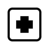 A black and white medical cross icon on a white background vector