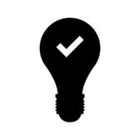 A black light bulb with a tick mark on it vector