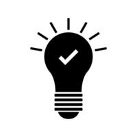 Light bulb with tick mark icon illustration vector