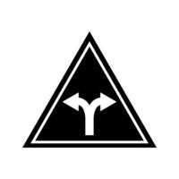 A black and white triangle with an arrow pointing in the opposite direction vector