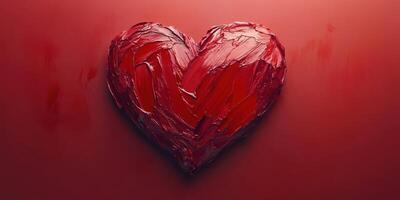 Heart-shaped red paint texture on a vibrant background creating a bold artistic expression of love and emotion photo