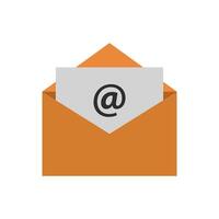 An email envelope with an at sign on it vector