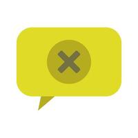A yellow speech bubble with an x symbol on it vector