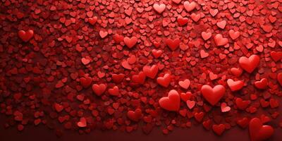 Red hearts fill the background, creating a vibrant and romantic atmosphere for celebrations and special occasions photo