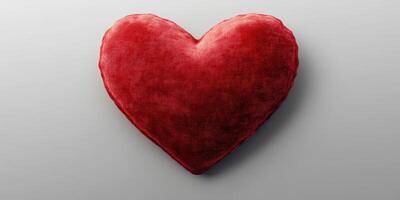 Soft red heart cushion displayed on a plain background bringing a warm and inviting atmosphere to any space photo