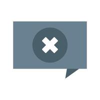 An icon of a speech bubble with an x vector