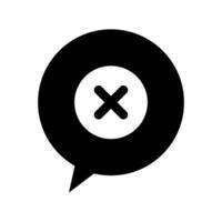 An x symbol in a speech bubble vector