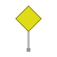 A yellow sign on a pole with a white background vector