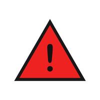A red warning triangle with an exclamation mark vector