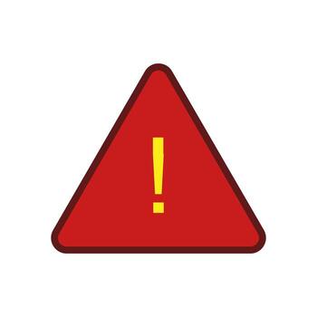 A red warning triangle with an exclamation mark vector