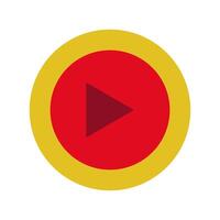 A red and yellow play button on a white background vector