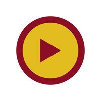 A red and yellow play button on a white background vector