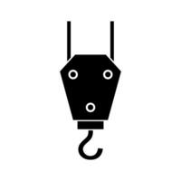 A black and white icon of a hook on a hook vector