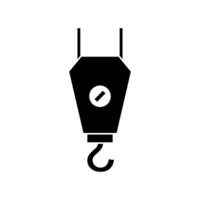 A black and white icon of a hook vector