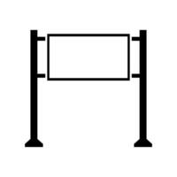 A black and white illustration of a sign on a pole vector