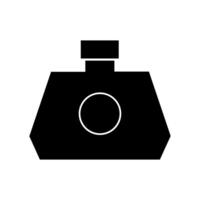 A black and white icon of a camera vector