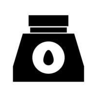 A black and white icon of a bottle with a drop of liquid vector