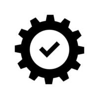 Check mark gear wheel icon vector