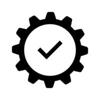 A gearwheel with a tick mark on it vector