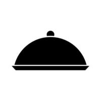 A black and white image of a cloche on a plate vector