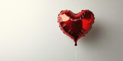Heart-shaped balloon floating against a light wall, adding a festive touch to a romantic setting photo
