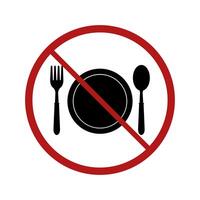 No eating sign with fork and spoon on white background vector
