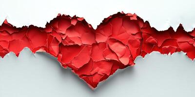 Colorful heart design created from torn paper on a simple background photo