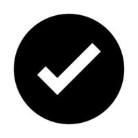 Check mark icon in black circle on white background vector