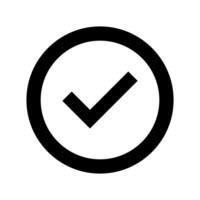 A check mark in a circle on a white background vector