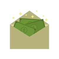 Money in envelope with stars on white background vector