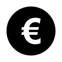 Euro sign icon in black circle on white background vector