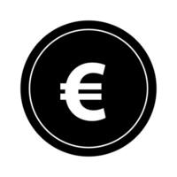 Euro sign icon in black circle on white background vector